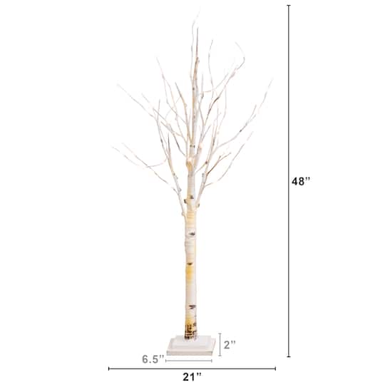 4ft. Pre-Lit Birch Artificial Christmas Tree, Warm White LED Lights